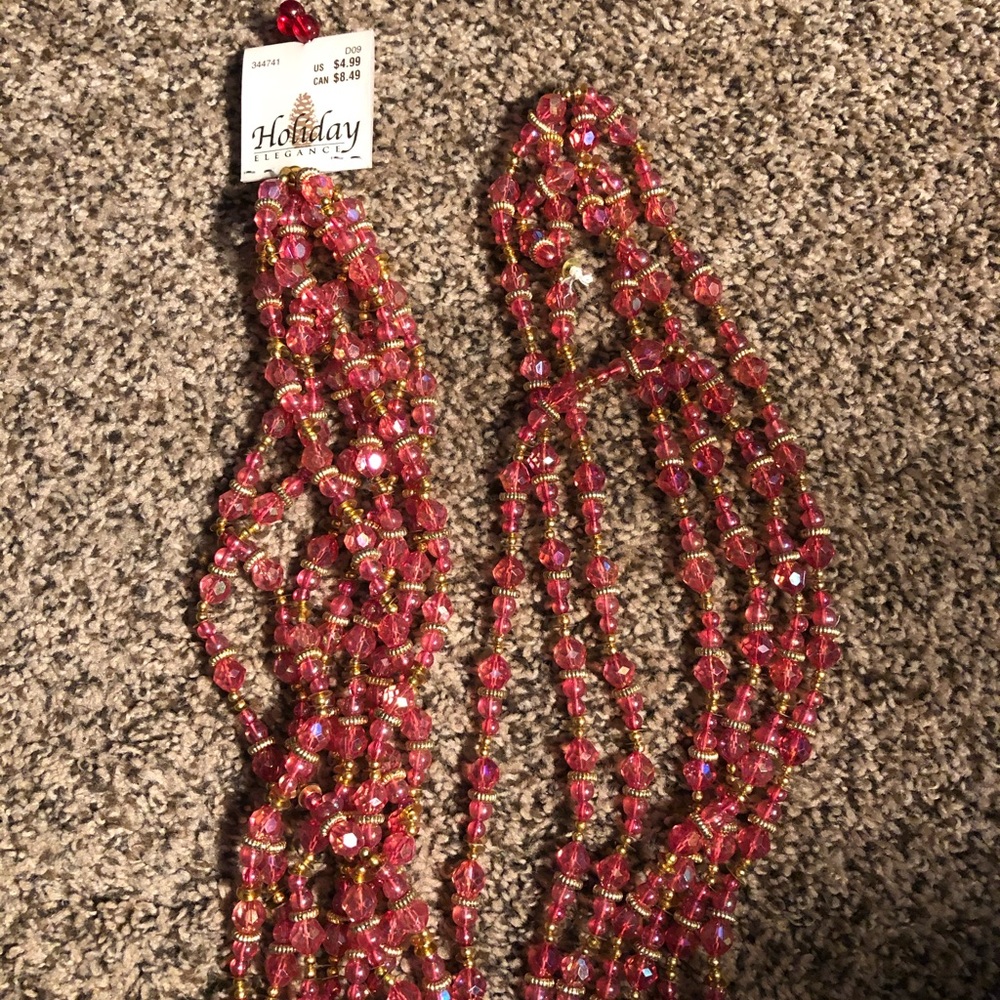 NWT-Two Strands Mauve & Gold Beaded Garland